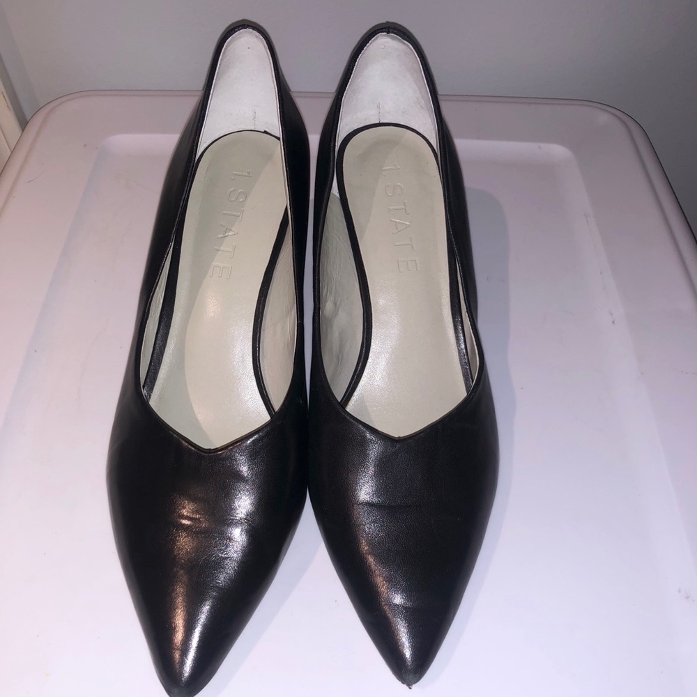 1. State black leather block heel pump 9.5